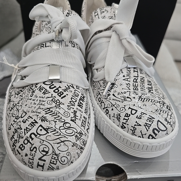 Gabor White and Black Graphic Sneakers - Picture 2 of 4